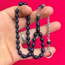 Koyu Mavi Renk Sıkma Ateş Kehribar Tesbih