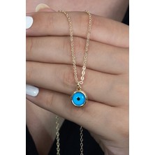 Gold Renk Sarı Nazar Boncuğu Kadın Kolye bbk11