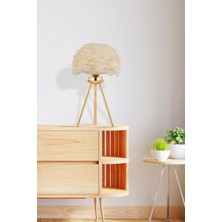 Istanbul Avize Abajur Gold Beyaz Deve Tüylü Lüx Modern Tüylü Abajur