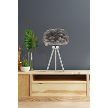 Istanbul Avize Abajur Gri Deve Tüylü Lüx Modern Tüylü Abajur