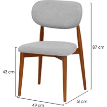 Parma Sandalye - Mense Krem Kumaş - Ahşap Iskelet - Mutfak Sandalyesi - Salon Sandalyesi