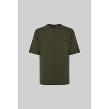 Machinist Erkek Basic Relaxed Ince Pamuklu Koyu Haki Tişört