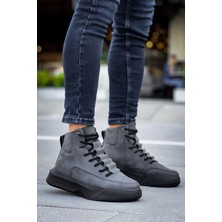 ET0321 Gizli Bağcıklı Erkek Yüksek Taban Füme Spor Bot