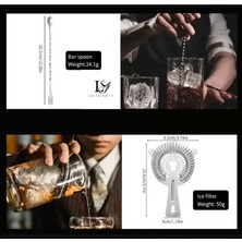 Luzz 25 Parça Paslanmaz Çelik Hediye Kokteyl Menülü Barmen Profesyonel 750 ml Shaker Full Set