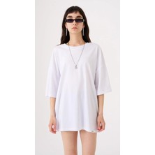 Kadın Basic Pamuklu Süprem Oversize Beyaz Tişört