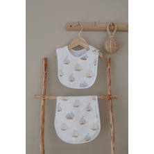 Müslin Önlük ve Omuz Bezi - Pureline Series - Sail Boats