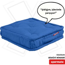 Xpermate Bisküvi Minder Petek Önü Palet Üstü Minderi Fransız Minder Bank ve Bahçe Minderi 55X55X14 cm Mavi