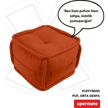 Xpermate Puffymod Dekoratif Kare Puf Orta Sehpa Ayak Uzatma Puf 40 x 32  cm  Kiremit