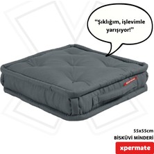 Xpermate Bisküvi Minder Petek Önü Palet Üstü Minderi Fransız Minder Bank ve Bahçe Minderi 55X55X14 cm Antrasit