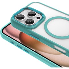 Maks Technology iPhone 16 Pro Kılıf Wireless Şarj Özellikli Mkst Krom Magsafe Silikon Kapak-Yeşil