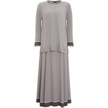 Miss Dalida Gri Yakası ve Bileği Renkli Tunik T25Y-6028
