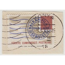 Banknoting Konya 1966 Damgalı Mektup Zarfından Kesilmiş Balkanfila Iı Sergisi Temalı.