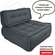 Xpermate Duoflex Sırtlı Minder Koltuk Iskandinav Tarzı Sırtlıklı Oturma Minderi 80x80x30 Antrasit