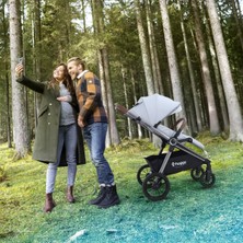 Huggy Mate 5 in 1 Extra Parlak Çift Yönlü Gri Travel Bebek Arabası