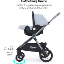 Huggy Mate 5 in 1 Extra Parlak Çift Yönlü Gri Travel Bebek Arabası