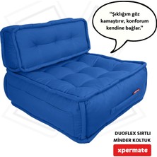 Xpermate Duoflex Sırtlı Minder Koltuk Iskandinav Tarzı Sırtlıklı Oturma Minderi 80x80x30 Mavi