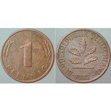 Banknoting Almanya 1 Pfennig 1982 J= Hamburg Darbı.