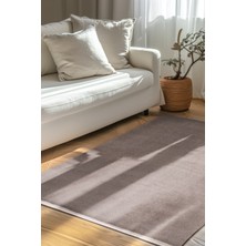 Puffy Bej Yumuşak Peluş Halı | Kaymaz, Yıkanabilir, Salon Mutfak Antre Için Halı Yolluk