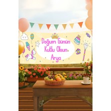 Prenses Isimli Doğum Günü Pankartı, Doğum Günü Afişi, Kız Çocuk, Bebek Iyi Ki Doğdun Banner 50X150CM