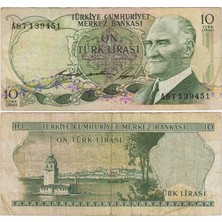 Banknoting Türkiye Cumhuriyeti 6. Emisyon 1. Tertip 10 Lira A87. Çok Temiz(-) Kondisyon.