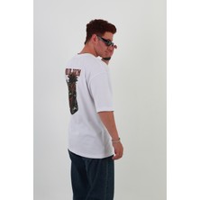 Old Tech-Oversize Tişört | Sırt Baskılı – Minimal Göğüs Desenli Unisex Tshirt