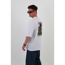 Old Tech-Oversize Tişört | Sırt Baskılı – Minimal Göğüs Desenli Unisex Tshirt