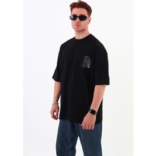 Old Tech-Oversize Tişört | Sırt Baskılı – Minimal Göğüs Desenli Unisex Tshirt