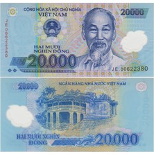 Banknoting Vietnam 20.000 Dong 2006 Ho Chı Mınh Portreli. Polymer Para. Çil Kondisyon.