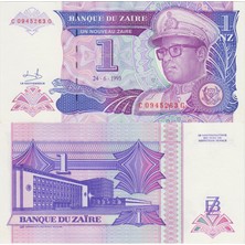 Banknoting Zaire 1 Yeni Zaire 1993 General Mobutu. Çil Kondisyon.