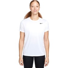 Nike Kadın W Nk Df Rlgd Ss Tee Beyaz Tshirt Nefes Alabilir Kumaş ile Rahat Kesim