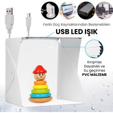 Upway LED Işıklı Katlanır Beyaz Siyah Fonlu Mini Stüdyo Fotoğraf Çekim Çadırı
