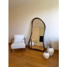 Doğal Ahşap Çerçeveli 180X100 cm ( Ceviz ) Ayaklı Boy Aynası