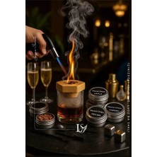 Kokteyl & Viski Premium Tütsü Seti- Torch Çakmak & Paslanmaz Çelik Viski Taşı(Buzu) Hediyeli