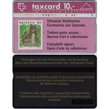 Isviçre Telefon Kartı Ptt Taxcard. Kedili Pul Görselli. 10 Frank Değerinde.