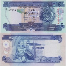 Banknoting Solomon Adaları 5 Dolar 2011 Çil Kondisyon.