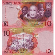 Banknoting Lesotho 10 Maloti 2013 Çil Kondisyon.