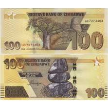 Banknoting Zimbabve 100 Dolar 2020. Zimbabwe Doları. Çil Kondisyon.