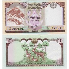 Banknoting Nepal 10 Rupi 2012. Everest Dağı Görselli. Çil Kondisyon.
