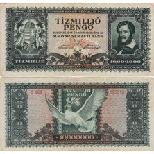 Banknoting Macaristan 10.000.000 Pengö. 16 Kasım 1945. Iı. Dünya Savaşı Sonrası Hiperenflasyon Dönemi. Çok Temiz Kondisyon.