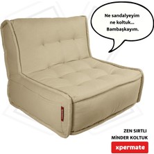 Xpermate Zen Sırtlı Minder Koltuk Iskandinav Tarzı Yer Koltuğu Sırtlıklı Oturma Minderi 80x60 Bej