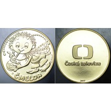 Banknoting Çekya Televizyonu Hatıra Madalyon 2017 Cmelda. Altın Kaplama. Proof Baskı 30 mm Çapında. Çil Kondisyon. Nadir.