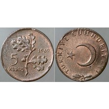 Banknoting Türkiye Cumhuriyeti 5 Kuruş 1969 Error Pul Hatalı Çil(-) Kondisyon.