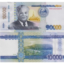 Banknoting Laos 10.000 Kip 2020. Çil Kondisyon.