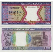 Banknoting Moritanya 100 Ouguıya 2002 Çil Kondisyon.