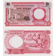 Banknoting Nijerya 1 Pound 1967. Çil Kondisyon.