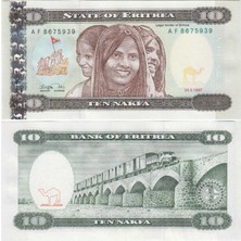 Banknoting Eritre 10 Nakfa 1997 Çil(-) Kondisyon.