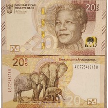 Banknoting Güney Afrika Cumhuriyeti 20 Rand 2023. Nelson Mandela - Afrika Fili Temalı. Çil Kondisyon.