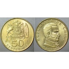 Banknoting Şili 50 Centesımos 1971 Alüminyum-Bronz 22 mm Çil(-) Kondisyon.