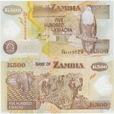Banknoting Zambiya 500 Kwacha 2008 Polimer Para. Çil Kondisyon