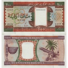 Banknoting Moritanya 200 Ouguıya 2002 Çil Kondisyon.